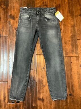 R13 Black Denim Boy Skinny Cropped Jeans $365, Size 24